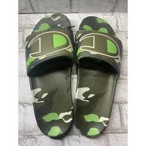 Champion Men's Slides Sandals IPO Camo 9 Slip On Open Toe Green Multi